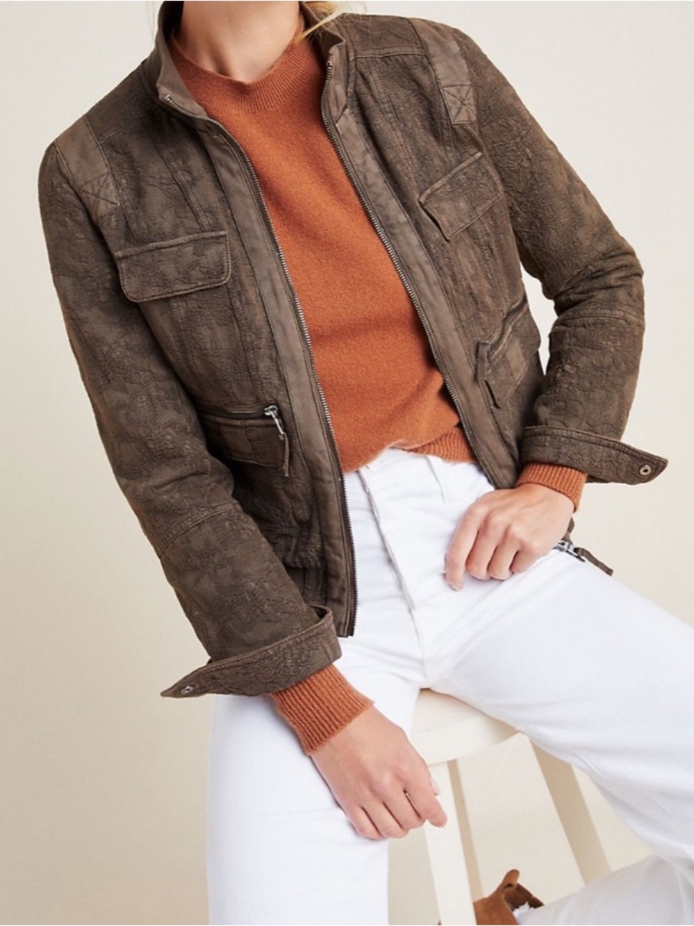 Marrakech Colby Jacquard Bomber Utility‎ Jacket Size M
